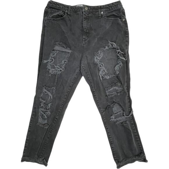 Mossimo Mom Ripped Jeans Women Size 18 Gray High Rise Distressed Denim Cotton - Picture 1 of 4